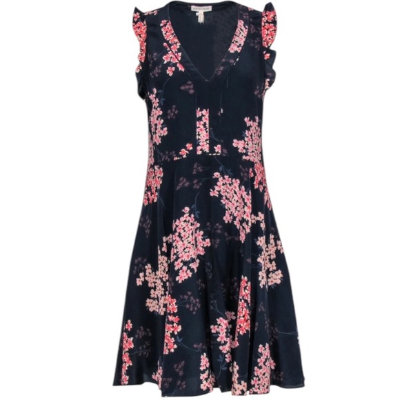 Rebecca Taylor Dresses & Skirts - Rebecca Taylor Dress Womens 8 Navy Silk Floral Feminine Fairy Casual Party Chic